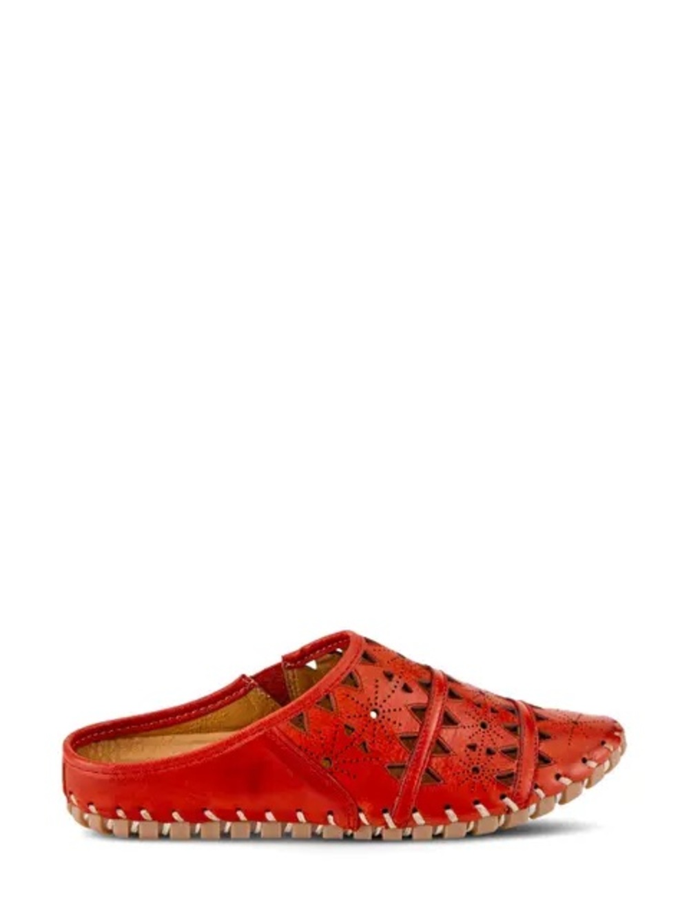 SPRING STEP FUSALIDE Leather Slip On Clog Mule Red US 7.5 New